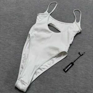 ANDREADAMO sz M One Piece Swim Suit Ribbed Stretch Cut Out